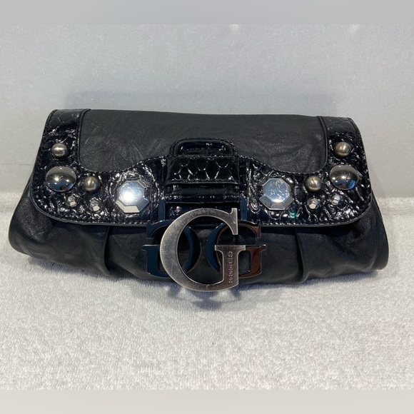 Retro Black Guess Textured Clutch Bag Purse Pocketbook - Picture 1 of 8